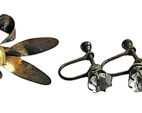 Vintage Sterling Silver Stone Earrings