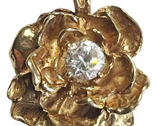 14K Floral Pendant w CZ