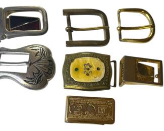 Assortment of Vintage Belt Buckles, etc