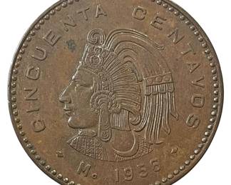 1956 Mexican 50 Centavos Coin