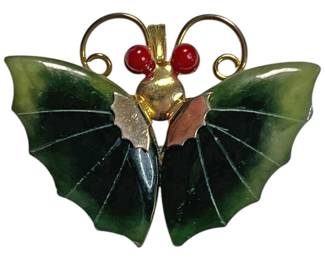 Jade Gold Tone PendantPin