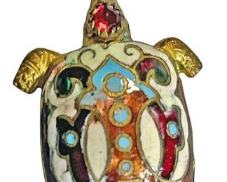 Vintage Enamel Cloisonne Turtle Pendant