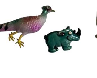 Vintage Metal Plastic Animal Brooches