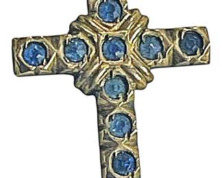 120 12K GP Blue Stone Cross