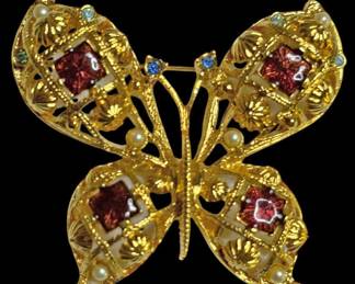 Vintage Colored Rhinestone Butterfly