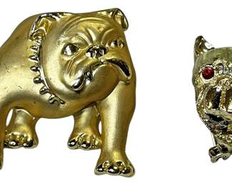 Gold Tone Bulldog BroochesPins
