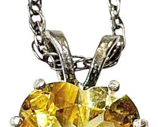 Sterling Setting Crystal Pendant Necklace