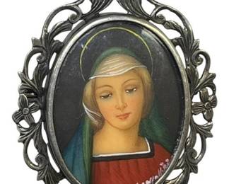 800 Silver Frame wHand Painted Portraitf