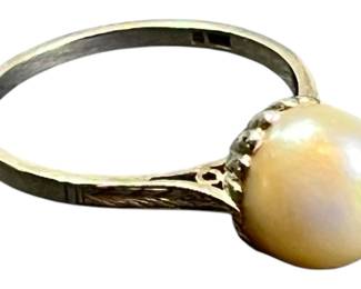 Authenticated 18K Real Pearl Ring