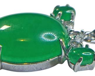 Jade Color Silver Ton Frame Pendant