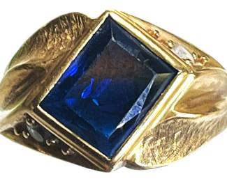 10K w Synthetic Sapphire CZ Ring