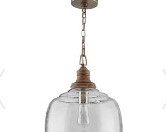 One Light Pendant with Clear Rippled Glass