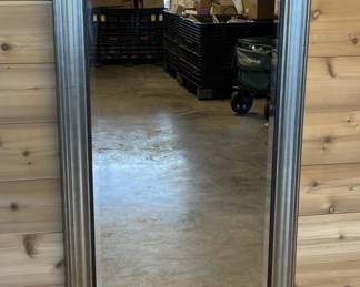 Wood Frame Pewter Painted Rectangle Mirror