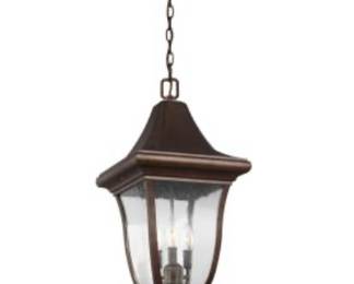 Three Light Outdoor Pendant Fixture w/ Patina
