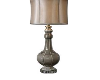 Table Lamp in Crackled Gray Ceramic With Ivory