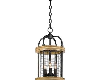 Lancaster 3 Light Pendant in Driftwood and Black