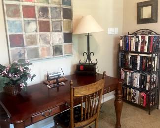 Desk, bookcase, lamp and picture all for sale