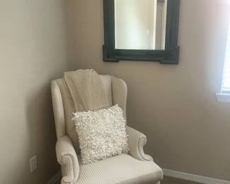off white chair and mirror for sale
