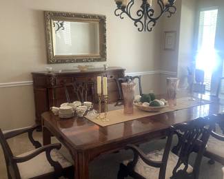 Dining room set w/6 chairs, buffet, and mirrow