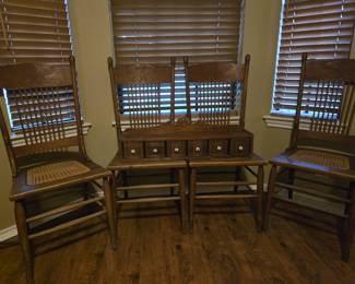Antique Pressed-back oak kitchen chairs