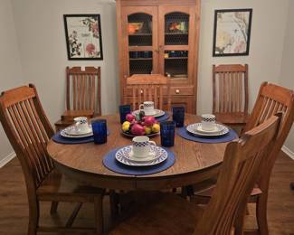 Antique Solid Oak Pedestal Table 48" in diameter