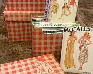 Boxes of vintage clothing patterns