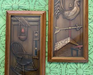 Pair of vintage Turner relief wall plaques