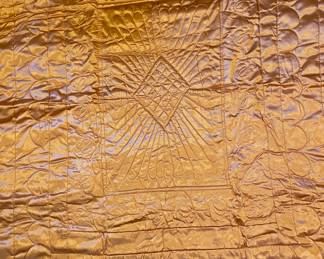 Vintage salmon pink satin bed coverlet