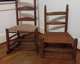 Antique Americana rocker and child's chair