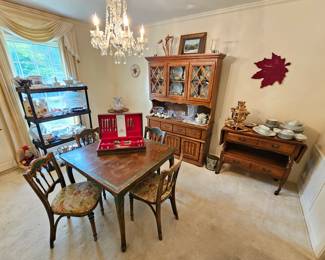 dining room furniture, china hutch, tea cart