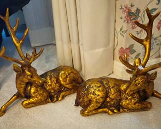 Large gold finish papier mache deer
