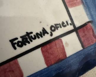 Framed Original Watercolor on Tiles of Eagle Signed Fortuna, Ofici. (16"W x 21"H)