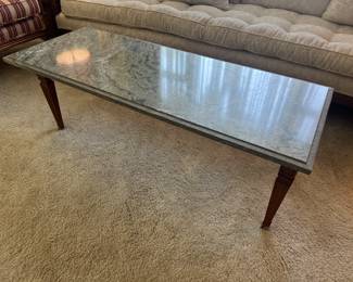 MCM Marble Topped Rectangular Coffee Table (20"W x 15"H x 51"L)