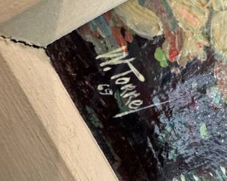 Framed Original Oil on Board of Landscape Signed W. Torrel '69 (10-1/2"W x 12"H)