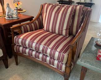 Spicer's Custom Empire Style Upholstered Striped Armchair (30"Back Height x 31"D x 29-1/2"W) (2 Total)