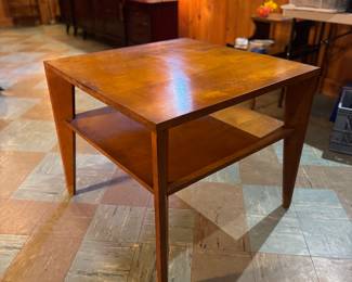 Conant Ball Table by Leslie Diamond MCM Square Accent Table in Birch (30"W x 30"D x 26"H)