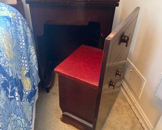 Vintage Alder Belvedere Sewing Machine Stand with Hidden Pull Out Seating