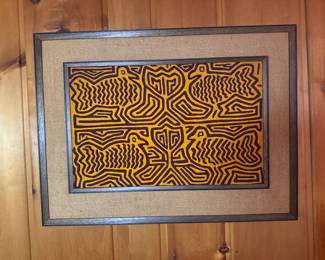 Framed Original Bird Motif Handwoven Mola