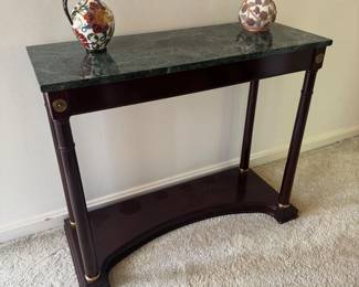 Bombay Co. Neoclassical Empire Style Marble Topped Console Table (35"W x 14"D x 29-1/2"H)