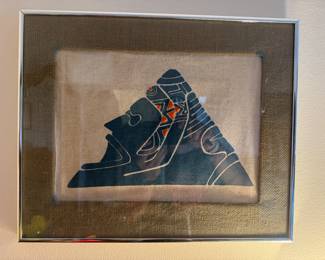 Framed Silkscreen on Canvas of Northwestern Native Mountain Unsigned