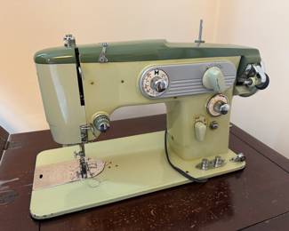 Vintage Alder Belvedere Sewing Machine Stand with Hidden Pull Out Seating