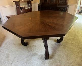 MCM Drexel Heritage Esperanto Collection Octagonal Pedestal Dining Table (48"W x 29"H x 48"L with 2 Leaves 12" each)