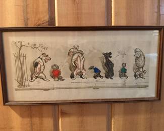 Framed Print "Dirty Dogs of Paris" by Boris O'Klein (Inscribed: Reorder from Jamaica Inn's English Pub, Key Biscayne, Miami, FL 33149)