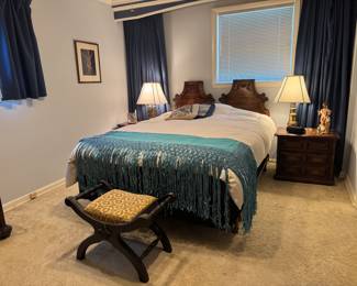 MCM American of Martinsville Headboard with Like New Queen Beautyrest Hybrid Mattress & Box Spring