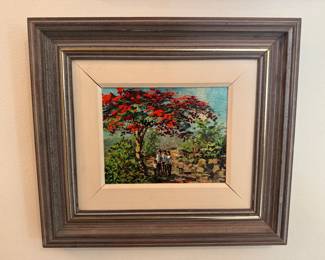 Framed Original Oil on Board of Landscape Signed W. Torrel (12"W x 10-1/2"H)