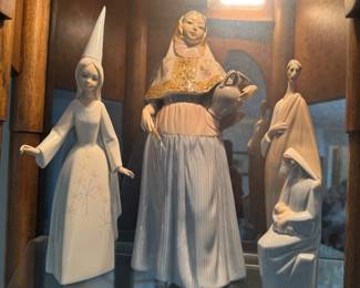 Lladro Porcelain Figurines: Fairy Godmother, Lady from Mallorca & Nativity Scene