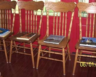 Oak pressed back chairs
