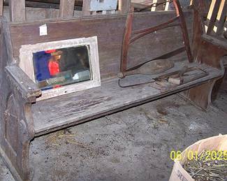 Old church pew from Farley church, Berkey, Ohio