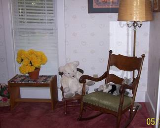 Rocker, child's rocker, small bench