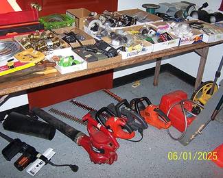 Assorted hardware and electric tools